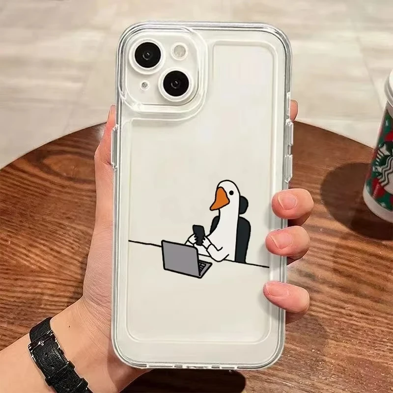 Color: Blue, Compatibility by Model: iPhone XS Max - Cute Duck Phone Case For iPhone 16 15 14 13 12 11 Pro Max XS X XR 7 8 Plus Mini SE 2020 2022 Mobile Funda Transparent