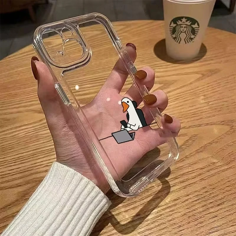 Color: Blue, Compatibility by Model: iPhone XS Max - Cute Duck Phone Case For iPhone 16 15 14 13 12 11 Pro Max XS X XR 7 8 Plus Mini SE 2020 2022 Mobile Funda Transparent