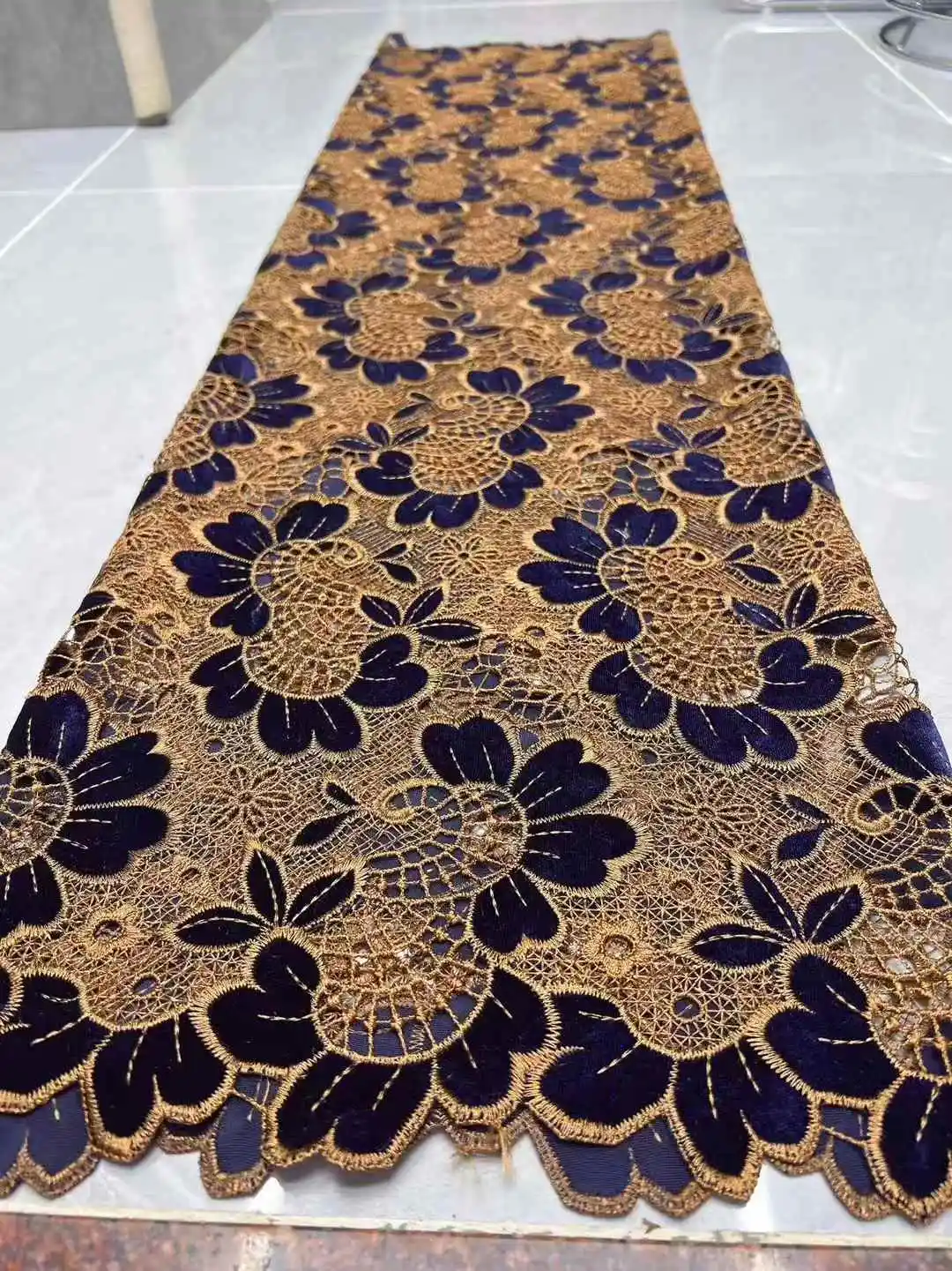Color: GRAY, Width: 120cm, Length: 5 yards - 2026 Purple African Nigerian Velvet Lace Fabric High-Quality Embroidery for Wedding Party Sewing SHXI