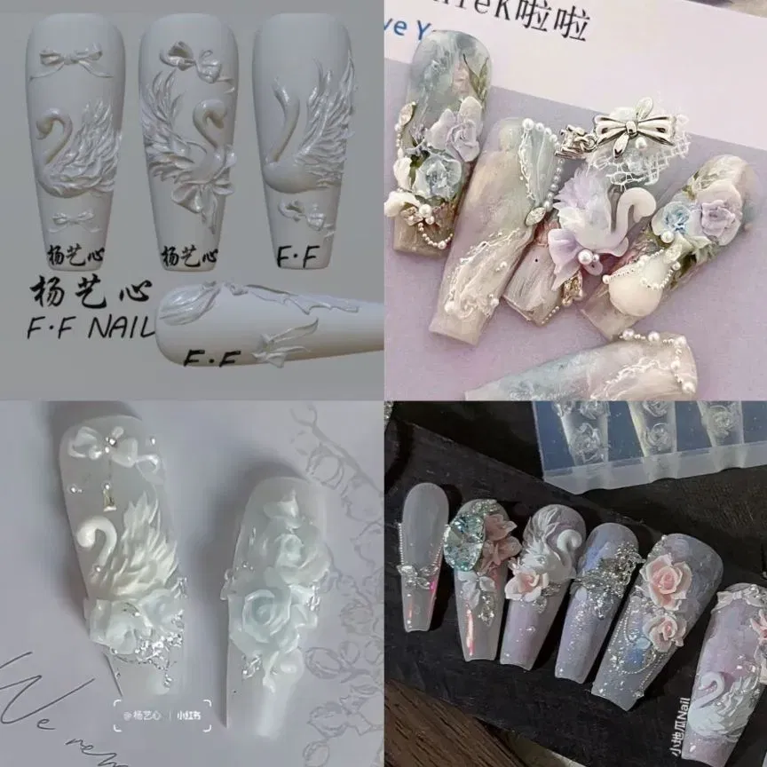 Color: Steel Blue - 1pc Snake Flamingo Jellyfish Dragon Dtream 3D Acrylic Mold Nail Art DIY Silicone Nail Art Templates Nails Mold