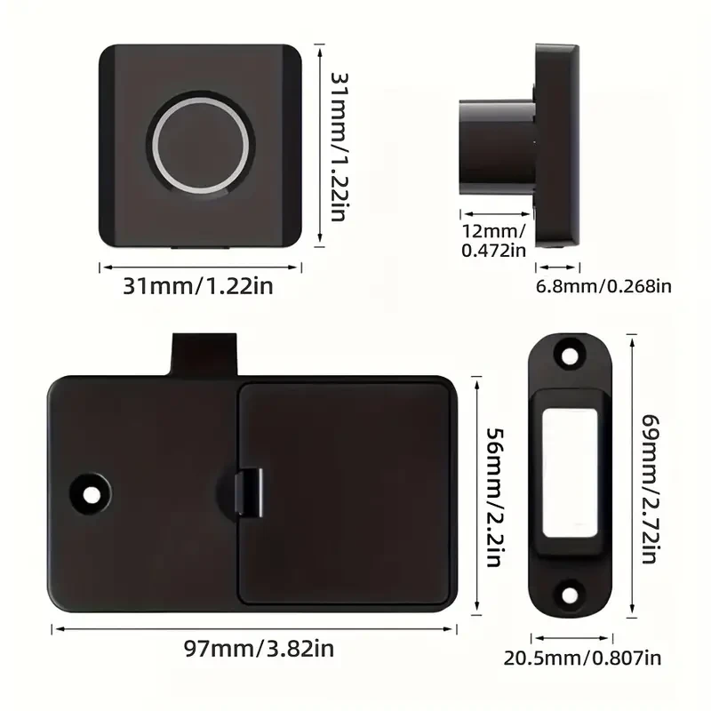 Smart Fingerprint Door Lock - Keyless Biometric Security for Home & Office Cabinets, Shoe Storage - Battery-Powered, Easy Install