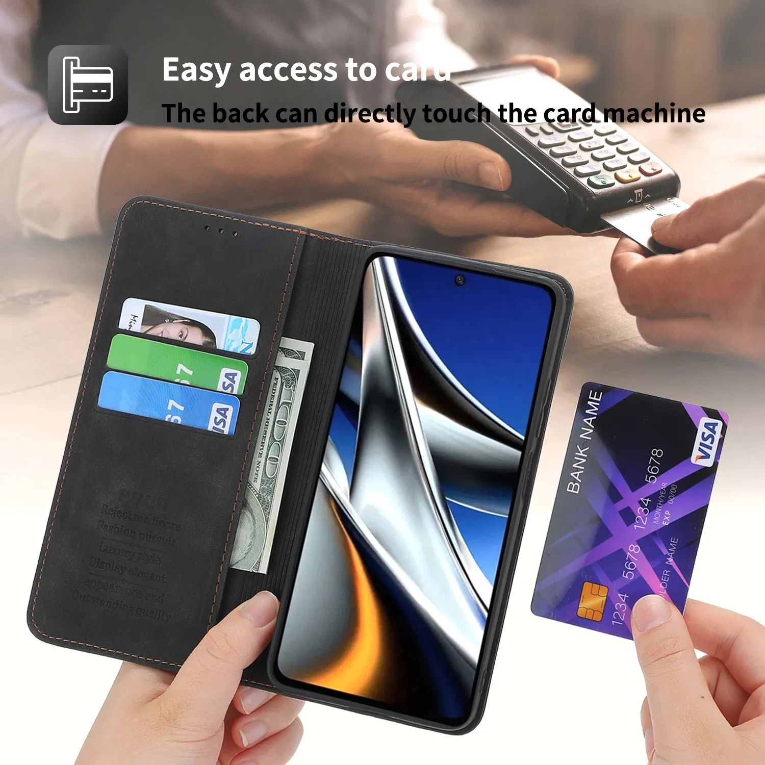 Color: black, Material: Microfiber - Flip Leather Case For Xiaomi Mi 13 12T 11T 10T 11 12 Lite Pro 5G Poco F5 X5 Pro M6 M5S M4 F4 F3 X3 X4 GT Magnet Wallet Cover