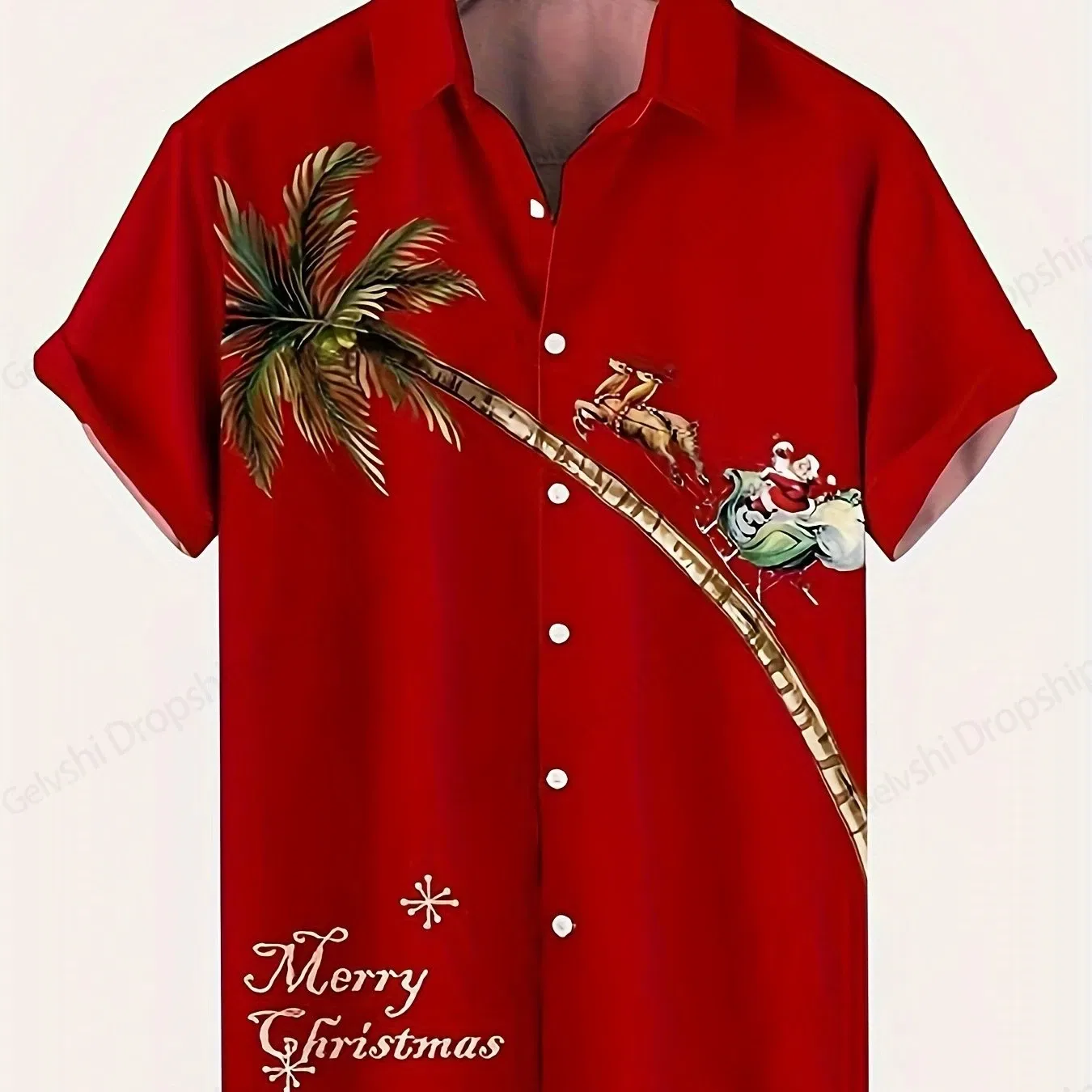 Color: GRAY, Size: XXXL - Men's Retro Christmas Hawaiian Shirt Men Women Fashion Cartoon Santa Claus Shirts Short Sleeve Blouse Festive Holiday Top Elk