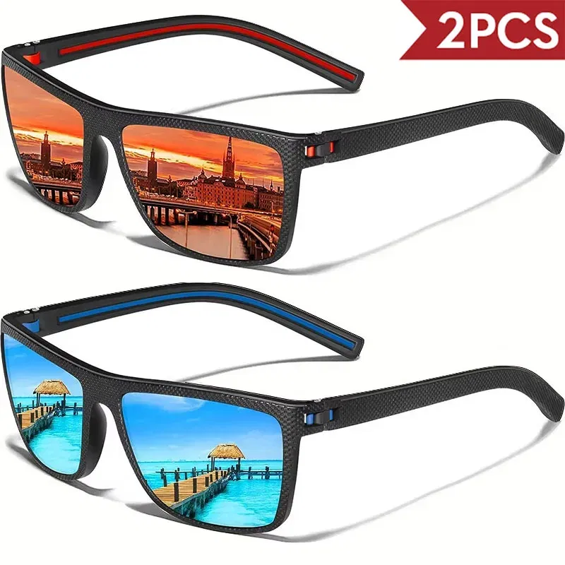 Lenses Color: Blue-gray - 2/3PCS Amazing Men Polarized Sunglasses Unisex UV400 Glasses Fishing Goggles Outdoor Sport Eyewear for Driving Fishing Cycling