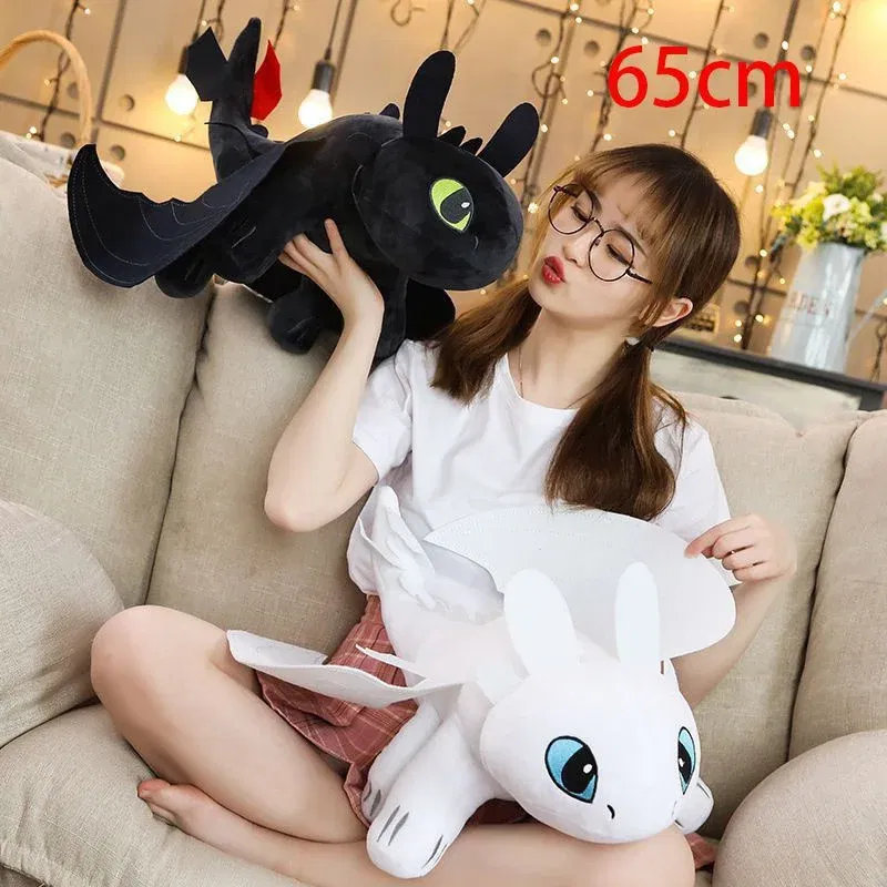 Color: black, Height: 0-10cm - 20-65cm Plushies Dragon Toys Kawaii White Black Dinosaurs Animal Stuffed Plush Toys In Stock Plush Kid Birthday Gifts for Kids