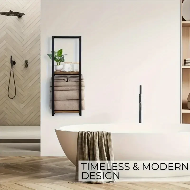 2-Tier Space-Saving Wall Mounted Towel Storage Rack - Sturdy Organizer for Home, Bathroom, and Bedroom