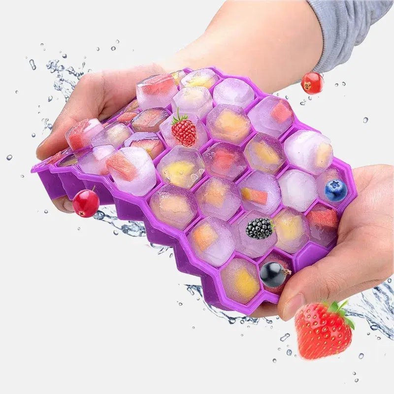 Color: black, Size: S - 4/2/1PCS Silicone Ice Cube Mold 148 Cube Large-capacity Ice Trays Food Grade Ice Maker BPA Free Reusable Ice Maker with Lids