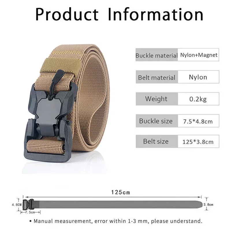 Color: DEEP BLUE, Belt Length: 125cm, Ships From: CHINA - Military Nylon Tactical Belt for Men Women Unisex Magnetic Quick Release Buckle Army Outdoor Training Waist Belts Strap Nylon