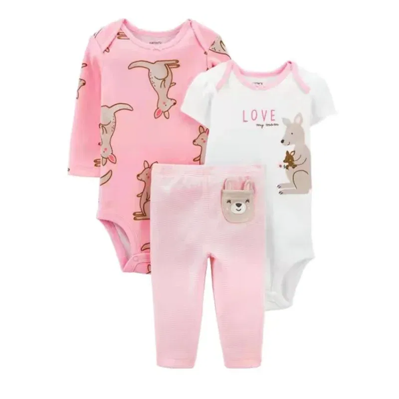 Color: Blue, Ships From: CHINA, Kid Size: 9M - 3PCS Baby Clothing Set Autumn Newborn Baby Girl Pure Cotton Clothes Set Soft Cute Animal Kids Bodysuits+Pants+Romper Bebe 6-24M
