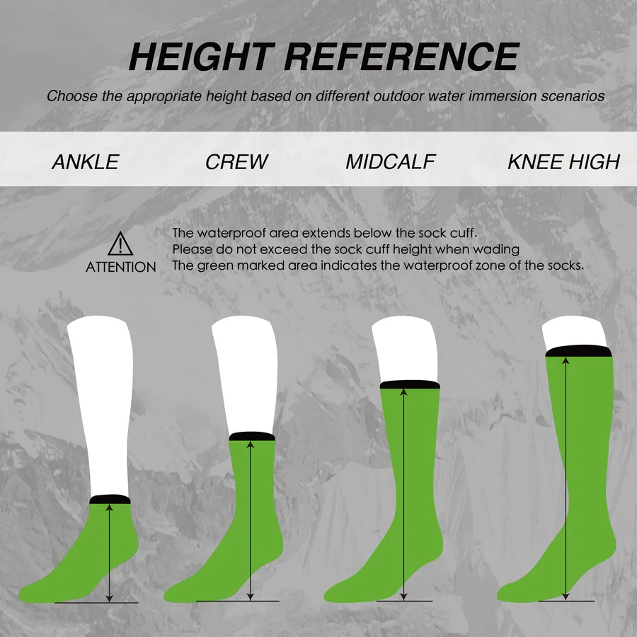 LEAKDRY Merino Wool Thermal-lite Waterproof Socks Knee High Black&Green