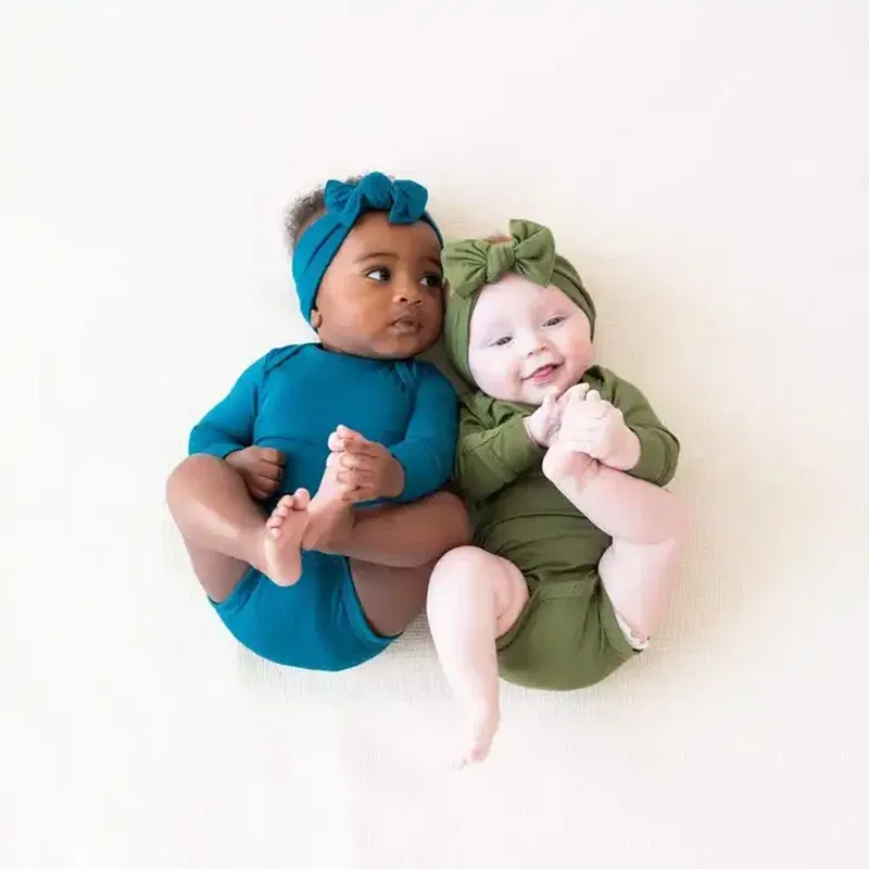 Color: Turquoise, Kid Size: 3M - 2025 Summer Newborn Boy Girl Romper Baby Bamboo Fiber Breathable Clothing Long Sleeve Toddler Jumpsuit Infant Bodysuit Pajamas