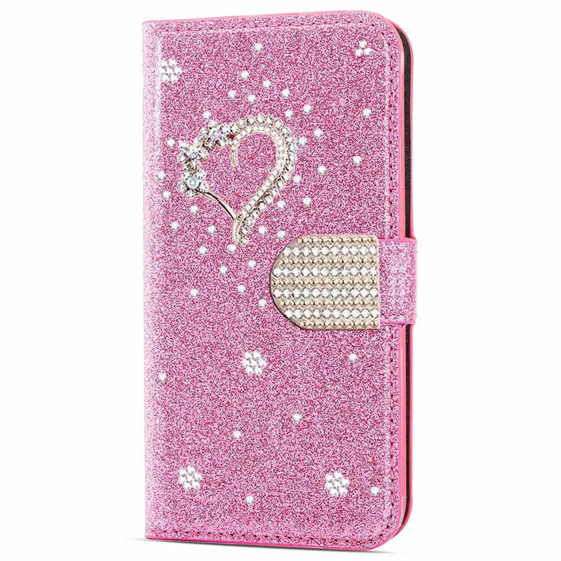 Color: Pink, Material: POLYESTER - Glitter Wallet Leather Case For Samsung Galaxy S25 FE S24 Ultra S23 Plus S22 S21 A35 A36 A56 A55 A13 A14 A15 A16 A26 A34 A33 A54