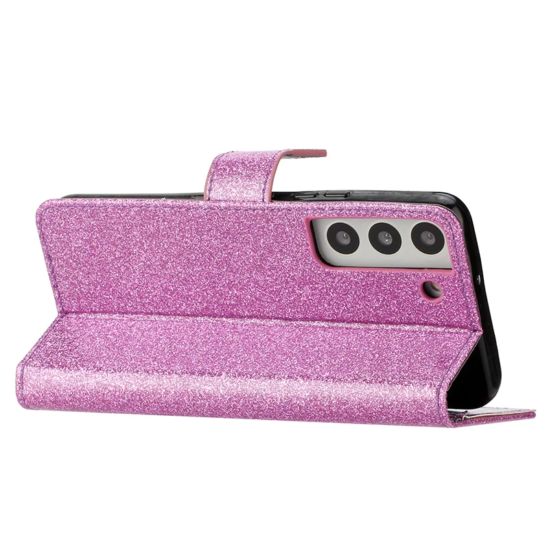 Color: Pink, Material: POLYESTER - Glitter Wallet Leather Case For Samsung Galaxy S25 FE S24 Ultra S23 Plus S22 S21 A35 A36 A56 A55 A13 A14 A15 A16 A26 A34 A33 A54
