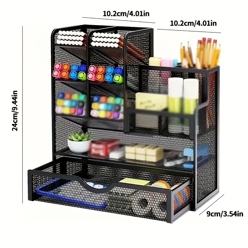 Metal Desk Organizer, Multi-Layer Office Folder Storage, Lightweight Black Desktop File Holder, Casual Style, Hand Washable, No Oil Edging