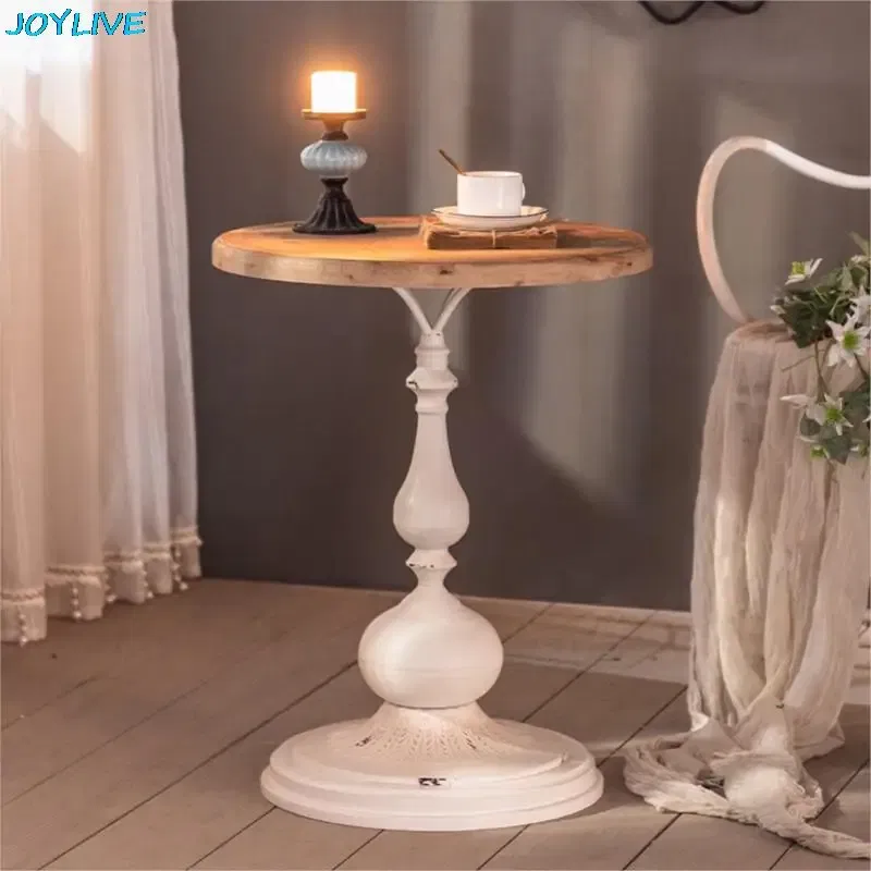 Color: Army Green - JOYLIVE Retro Solid Wood Coffee Table Sofa Corner Table Tea Table Balcony Desk Old Craft Small Round Table 2022 New Dropship