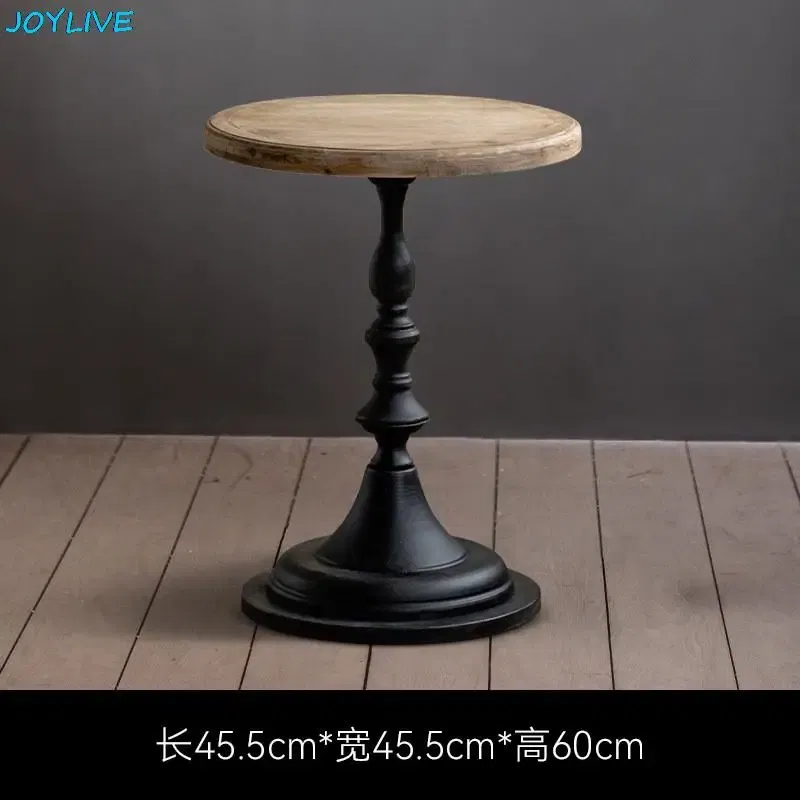 Color: Army Green - JOYLIVE Retro Solid Wood Coffee Table Sofa Corner Table Tea Table Balcony Desk Old Craft Small Round Table 2022 New Dropship