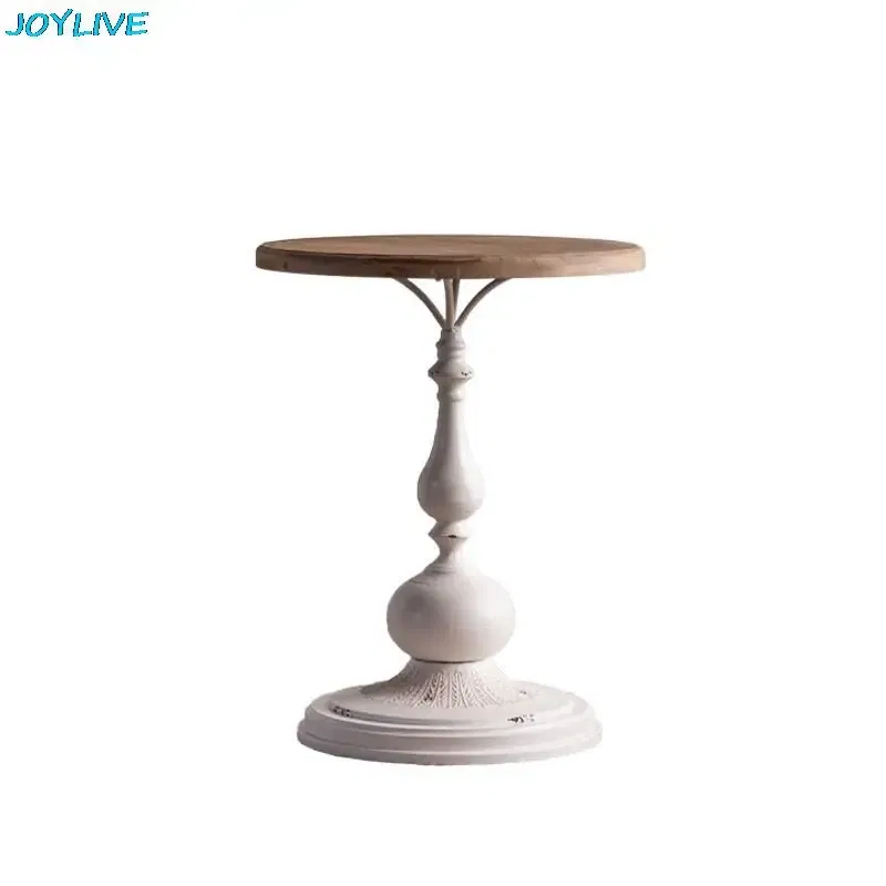 Color: Army Green - JOYLIVE Retro Solid Wood Coffee Table Sofa Corner Table Tea Table Balcony Desk Old Craft Small Round Table 2022 New Dropship