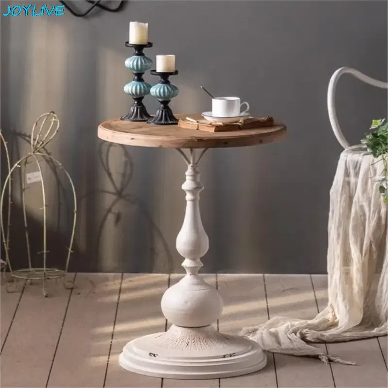 Color: Army Green - JOYLIVE Retro Solid Wood Coffee Table Sofa Corner Table Tea Table Balcony Desk Old Craft Small Round Table 2022 New Dropship