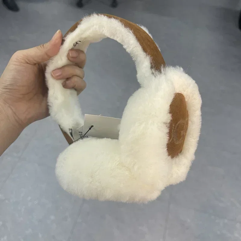 Color: WHITE - Soft Plush Ear Warmer Winter Warm for Women Men Fashion Solid Color Earflap Outdoor Cold Protection EarMuffs Ear Cover