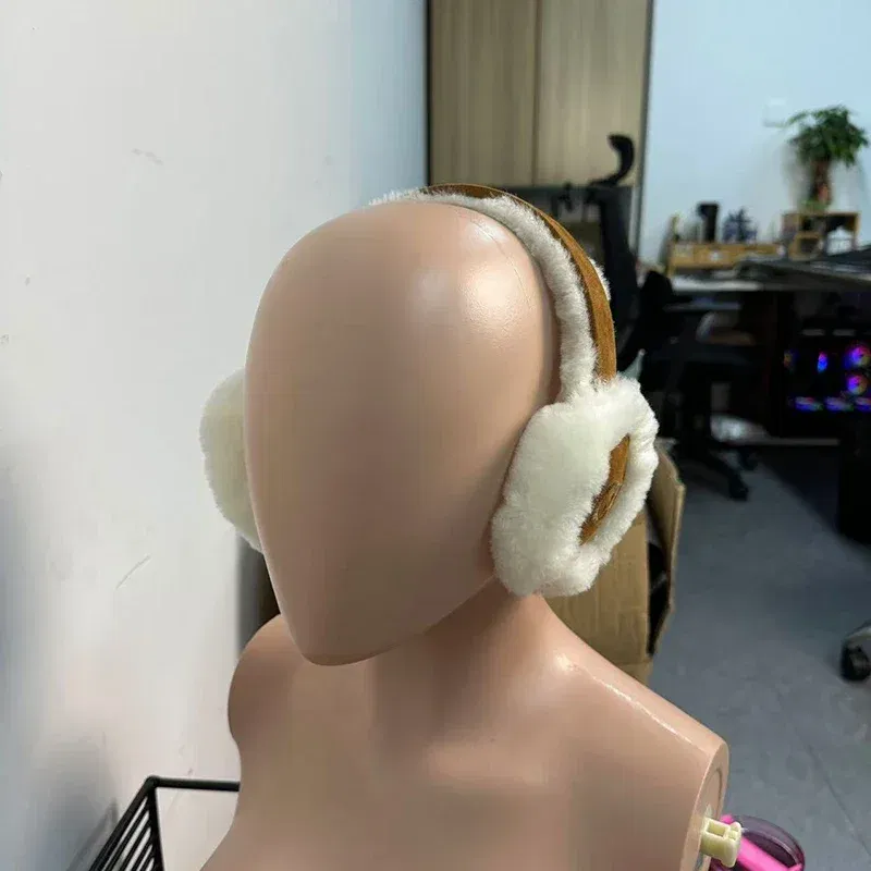 Color: WHITE - Soft Plush Ear Warmer Winter Warm for Women Men Fashion Solid Color Earflap Outdoor Cold Protection EarMuffs Ear Cover
