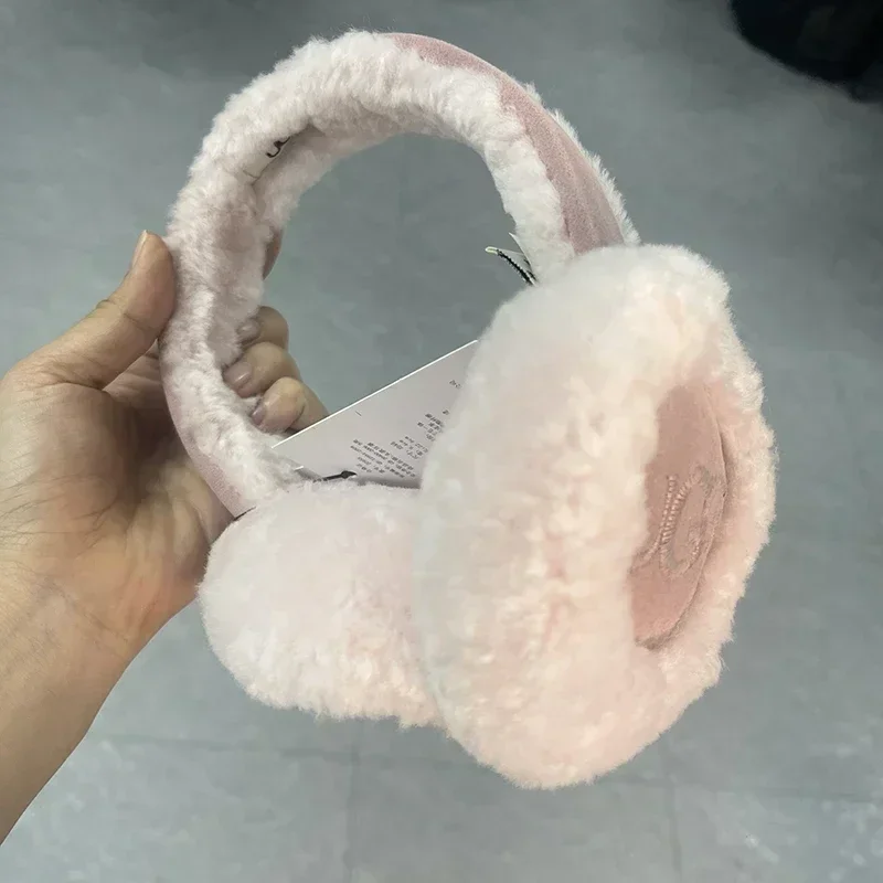 Color: WHITE - Soft Plush Ear Warmer Winter Warm for Women Men Fashion Solid Color Earflap Outdoor Cold Protection EarMuffs Ear Cover