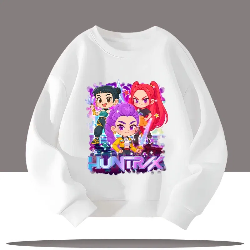 Color: green, Kid Size: 4 - K-pop Demon Hunters New Children's Round-neck Sports Shirt with Cartoon Print - 3-12 Years Old Cute Girl Casual Top
