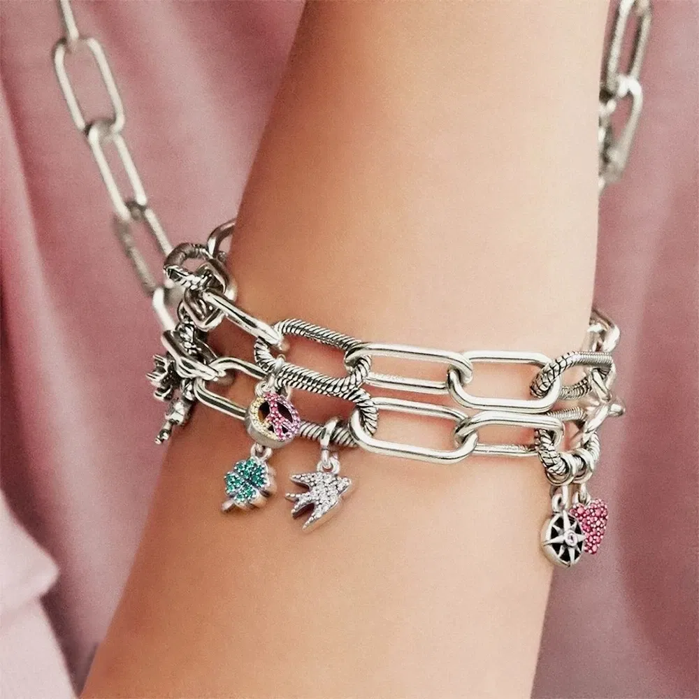 Color: Lemon yellow - 2022 New 925 Sterling Silver My Love Starfish Flamingo Pendant Charm Fit Original Pandora Me Bracelet DIY Bead Jewelry For Women