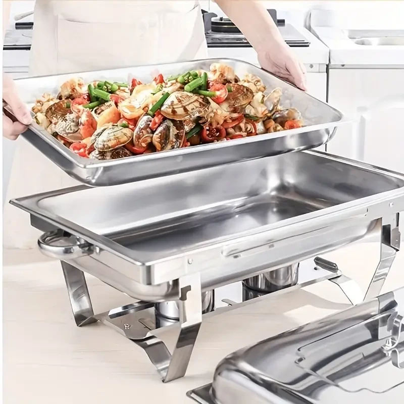 11L Chafing Dish Buffet Set, Full Size Stainless Steel Chafing Server Dish, Catering Food Warmer For Parties, Buffets, Wedding, Banquet