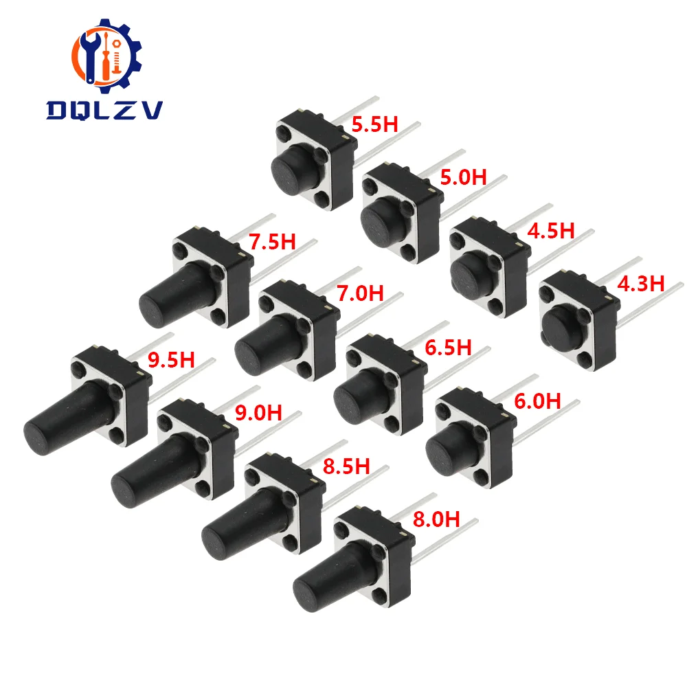Color: Green, Size: 3XL - Tact Push Button Switch 12V Copper 2PIN DIP2 SMD Micro Switch 6X6X5 4.3 5 5.5 6 7 8 9 10 11 12 13 15MM TV Toys home use Button