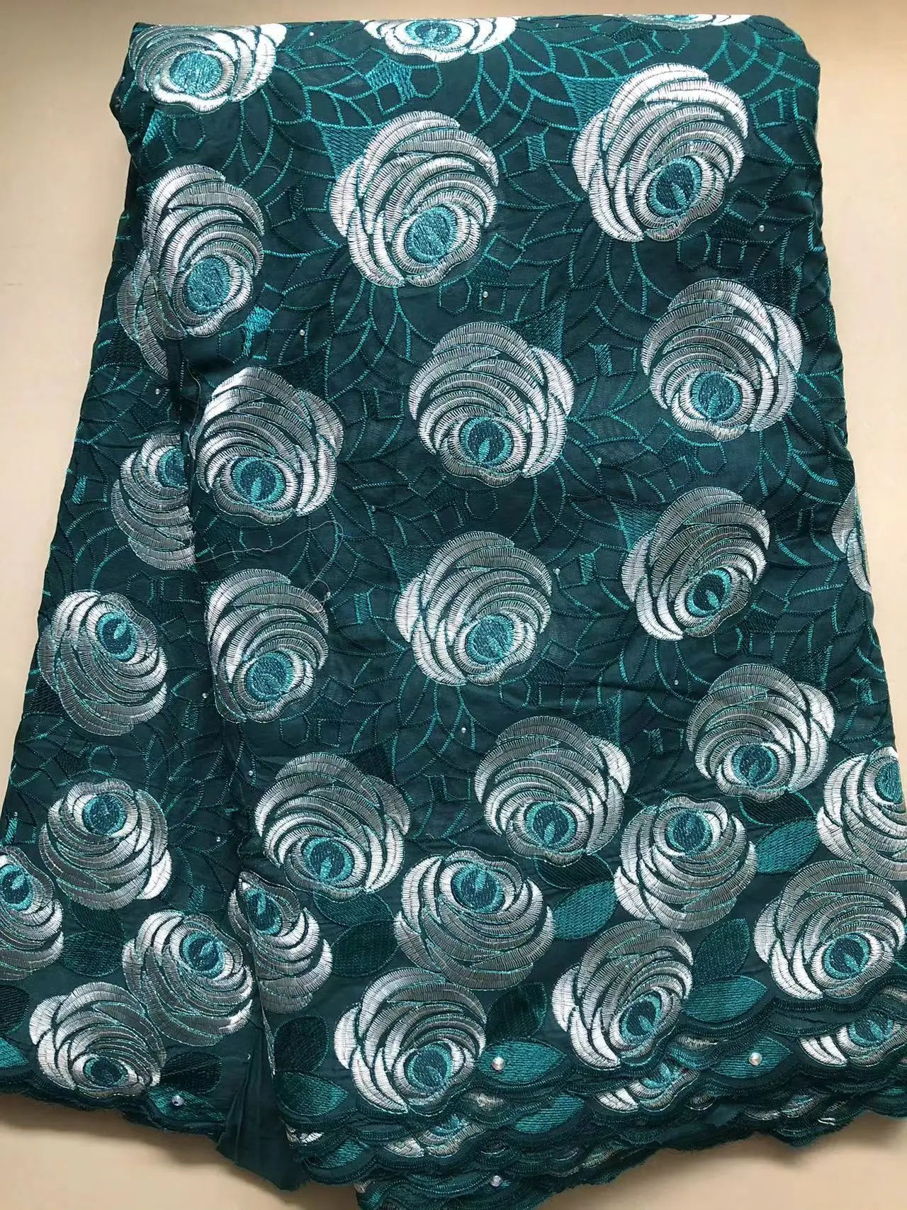 Color: Gold, Length: 5 yards, Width: 120cm - Nigerian Cotton Voile Lace Fabrics With Stones 2024 African Swiss Voile Lace Fabric For Wedding Sewing Women Wedding Party Dress