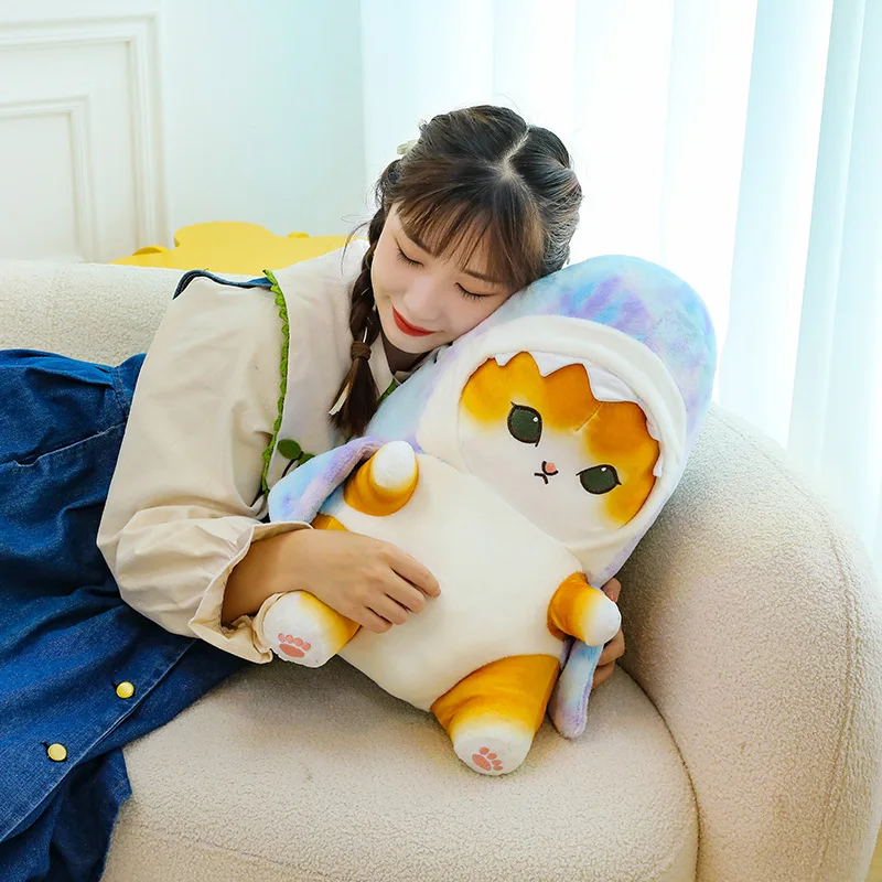 Color: WHITE, Height: 0-10cm - Funny Shark Cat Transformed Cat Doll Plush Toy for Kids, Kawaii Girl Rag Doll, Children's Pillow, Creative Gift, New Product