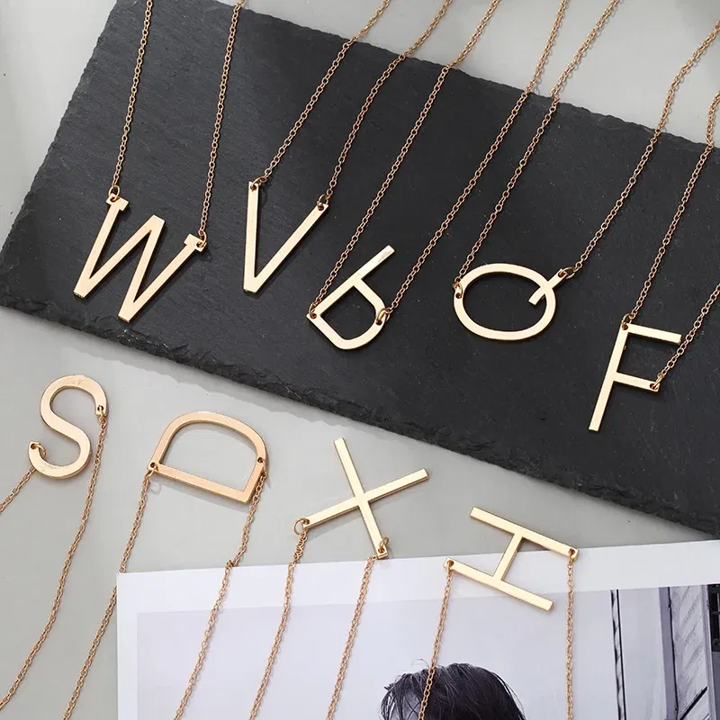 Metal Color: Antique Bronze Plated - Fashion Metal Necklace Golden Letter Bohemia Simple DIY Romantic Retro Woman's Necklace For Winter Jewelry Gift Free Shipping