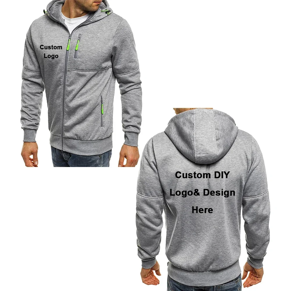 Color: Beige, Size: 4XL - Men's Hooded Jacket with Pocket Zipper, Customized Image Text with Personalized Logo, Casual Sports Streetwear, Men's Wool Sweat