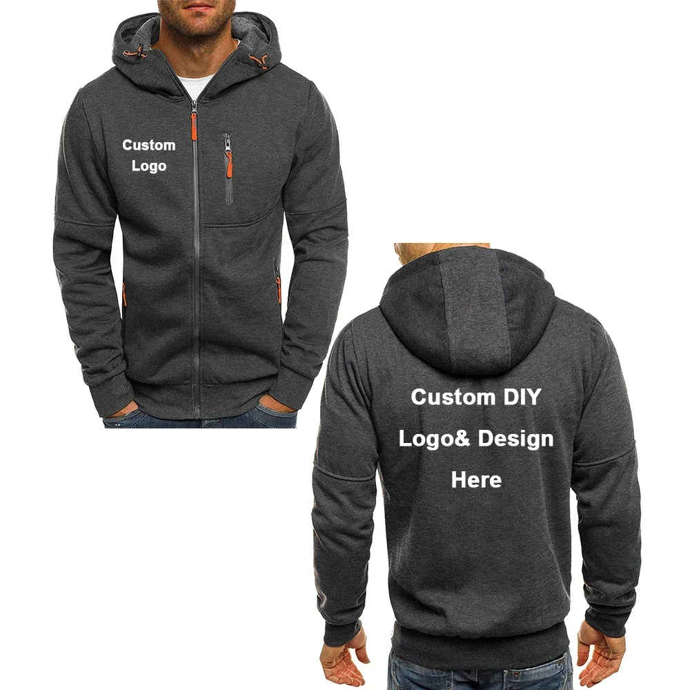 Color: Beige, Size: 4XL - Men's Hooded Jacket with Pocket Zipper, Customized Image Text with Personalized Logo, Casual Sports Streetwear, Men's Wool Sweat