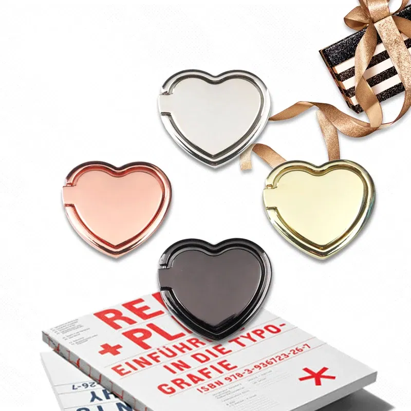 Color: Yellow - 1pcs Metal Heart Mobile Phone Finger Ring Holder Telephone Support Accessories Magnetic Car Bracket Socket Stand mobile phones