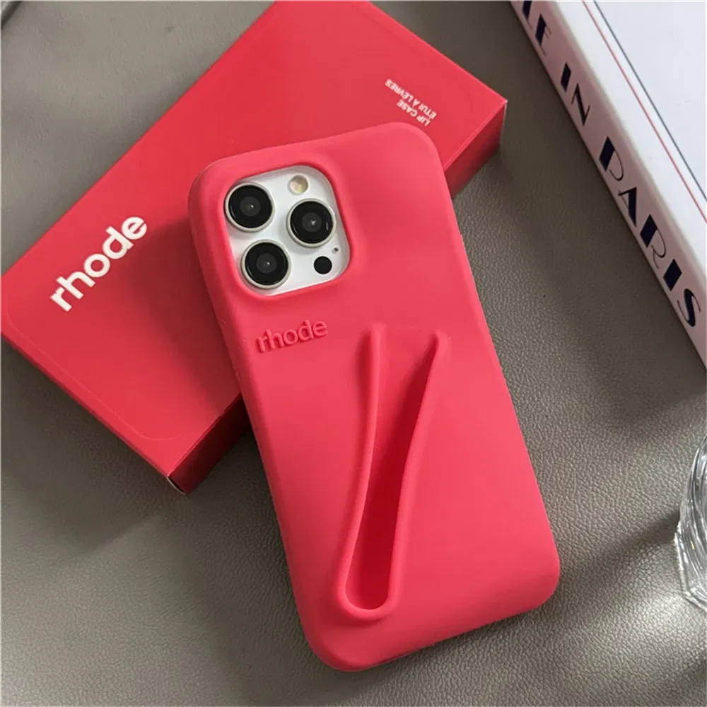 Color: PURPLE, Compatible-Phone Models: For iPhone 15 Plus - New Rhode Lipstick Soft Silicone Phone Case for iPhone 16 15 14 13 12 11 Pro Max Plus Portable Lip Gloss Holder Cover with Box