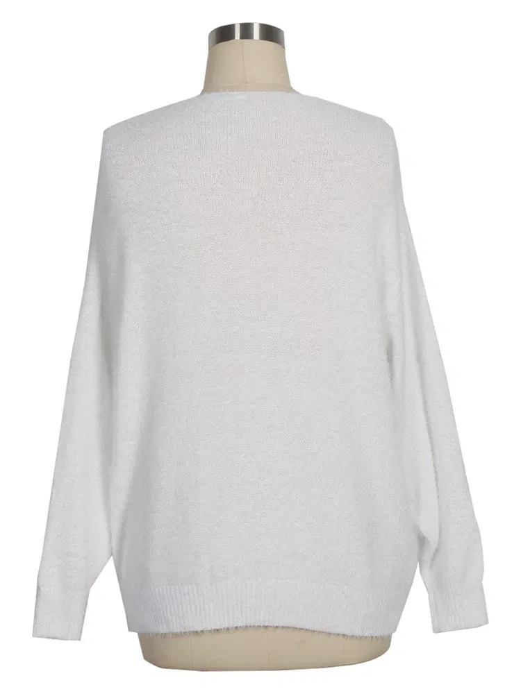 Color: Yellow, Size: M - Women's V Neck Long Sleeve Sweater Casual Loose Fit Pullover Sexy Zipper Warm Knit Printed 2024 Fashion Trend for Women