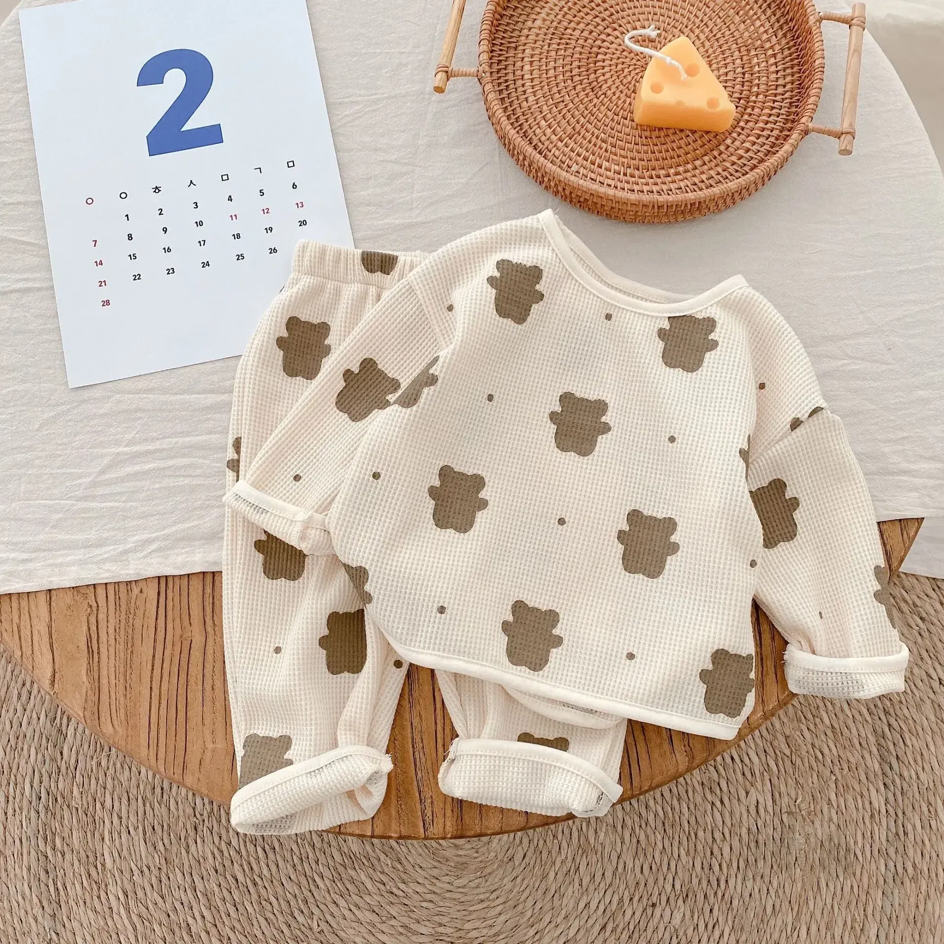 Color: Beige, Kid Size: 3T, Ships From: CHINA - Baby Fall Clothes Girl Boy Cotton Long Sleeve Sweater and Pant Set Toddler Casual Cartoon Bear Pullover Top SweatPant Tracksuit