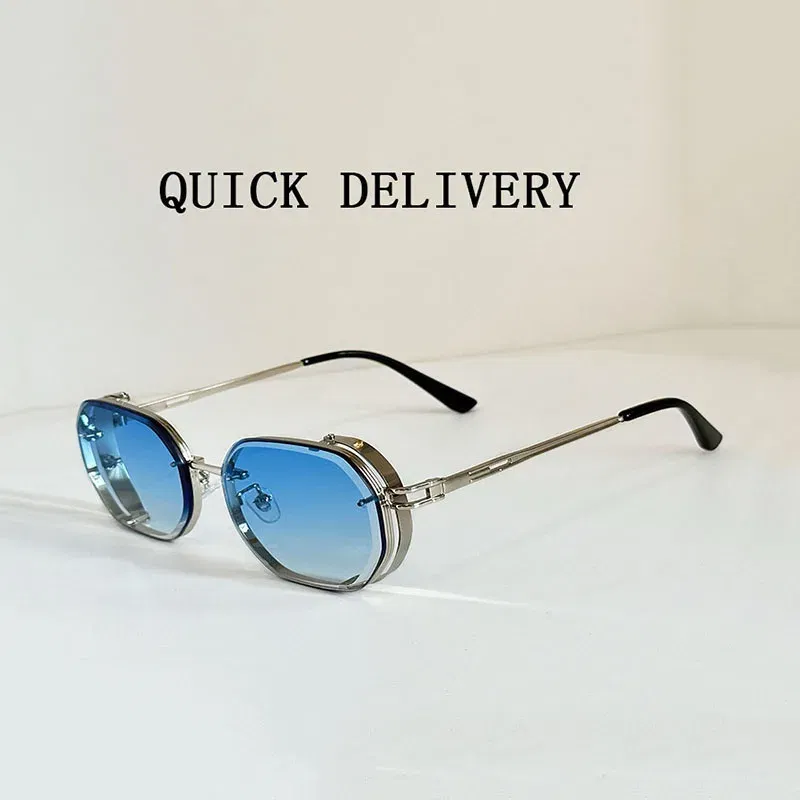 Lenses Color: Blue, Ships From: CHINA, Frame Color: other - 2024 Steampunk Sunglasses For Men Fashionable Square Punk Fashion Glasses Designer Sunglasses Women Trendy Gafas De Sol Hombre