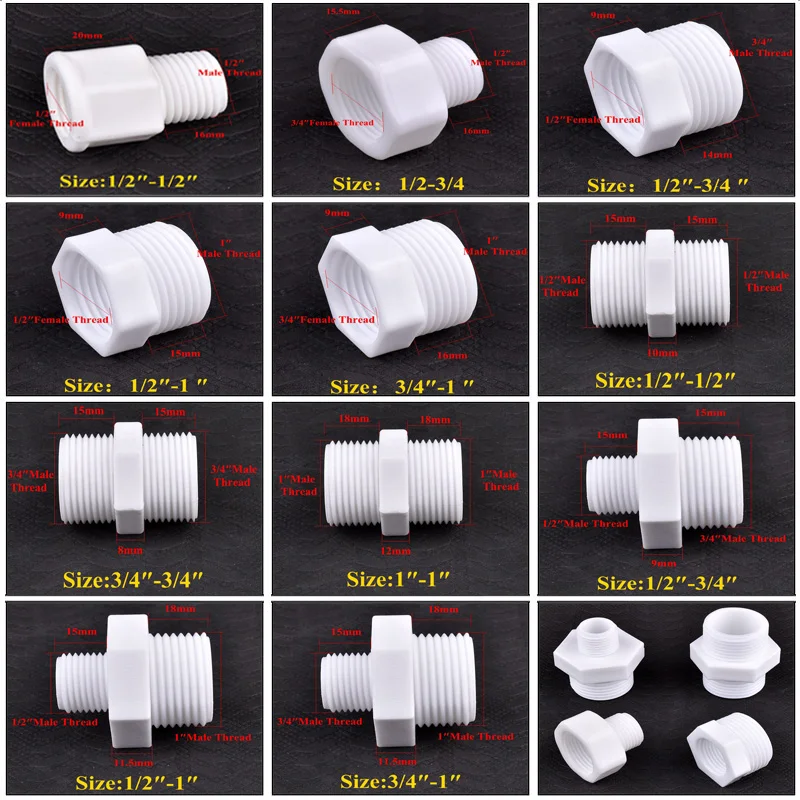 Color: Blue, Diameter: 1/4'' - 1~20pcs 1/2" 3/4" 1" Male/Female Thread Bushing Connector Equal/Reducer Nipple Joint Aquarium? Tank Garden Water Pipe Connector