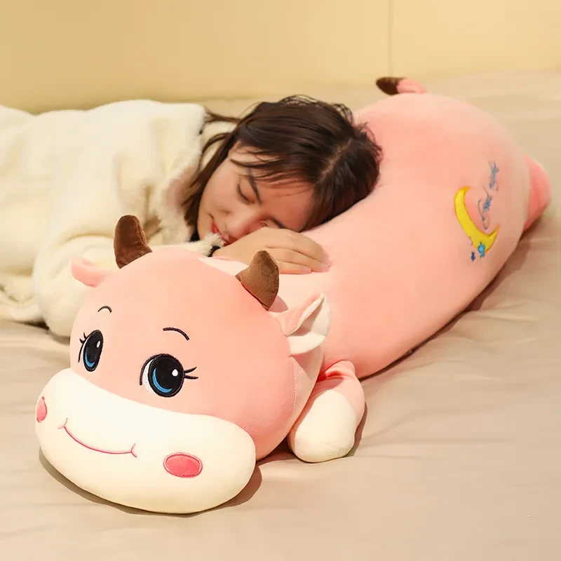 Cute Cow Pillow Baby Long Bed To Comfort Sleeping Cartoon Animal Doll Baby Children