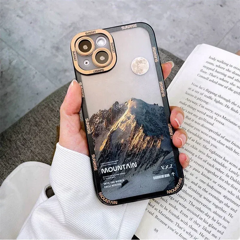 Color: SKY BLUE, Material: PC - Retro INS Sunset Sky Clouds Moon Pattern Case For Samsung Galaxy S10 S20 S21 S22 S23 S24 FE Plus Ultra Note 20 Shockproof Cover