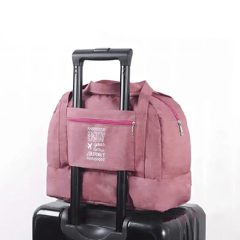 Color: Gold - Fashion Folding Travel Bag Women Oxford Travel Weekend Overnight Bags Luggage Tote