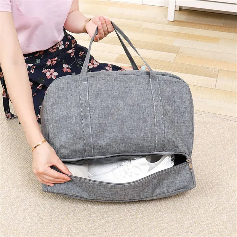 Color: Gold - Fashion Folding Travel Bag Women Oxford Travel Weekend Overnight Bags Luggage Tote