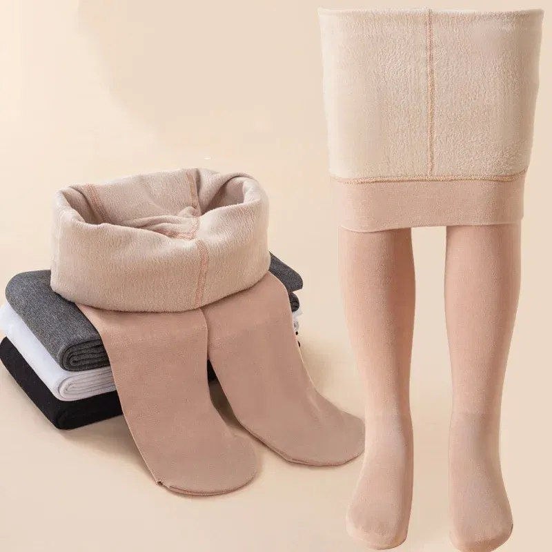 Color: black, Size: S - Winter Infant Girls Plus Velvet Pantyhose Children's Leggings Thickening Children's Babys Skinny Pants Winter Clothes