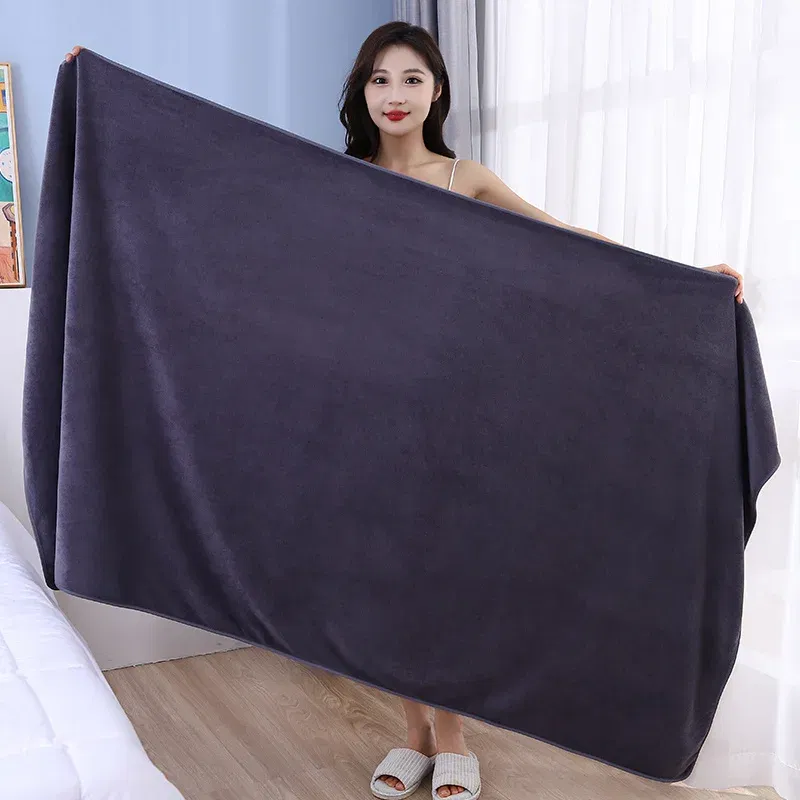 Color: Green, Size: M - super large smooth and soft double-sided quick-drying microfiber bath towel thickened non-linting towel Sports beauty bath towe