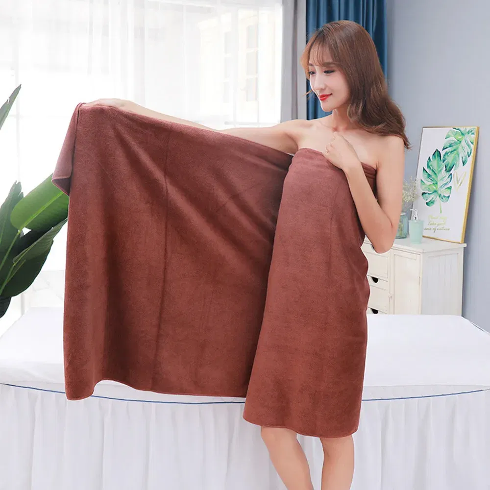Color: Green, Size: M - super large smooth and soft double-sided quick-drying microfiber bath towel thickened non-linting towel Sports beauty bath towe