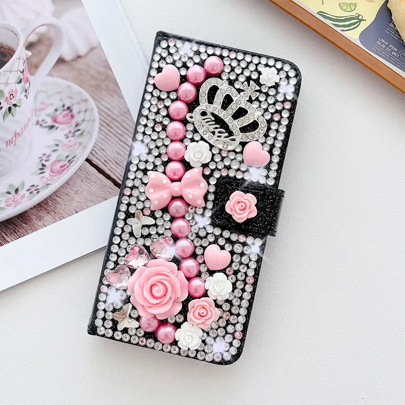 Color: black, Material: Neoprene - Wallet Glitter Case For Samsung Galaxy S24 FE S23 Ultra S22 Plus S21 S20 A13 A14 A15 A16 A53 A54 A55 A34 Flip Luxury Leather