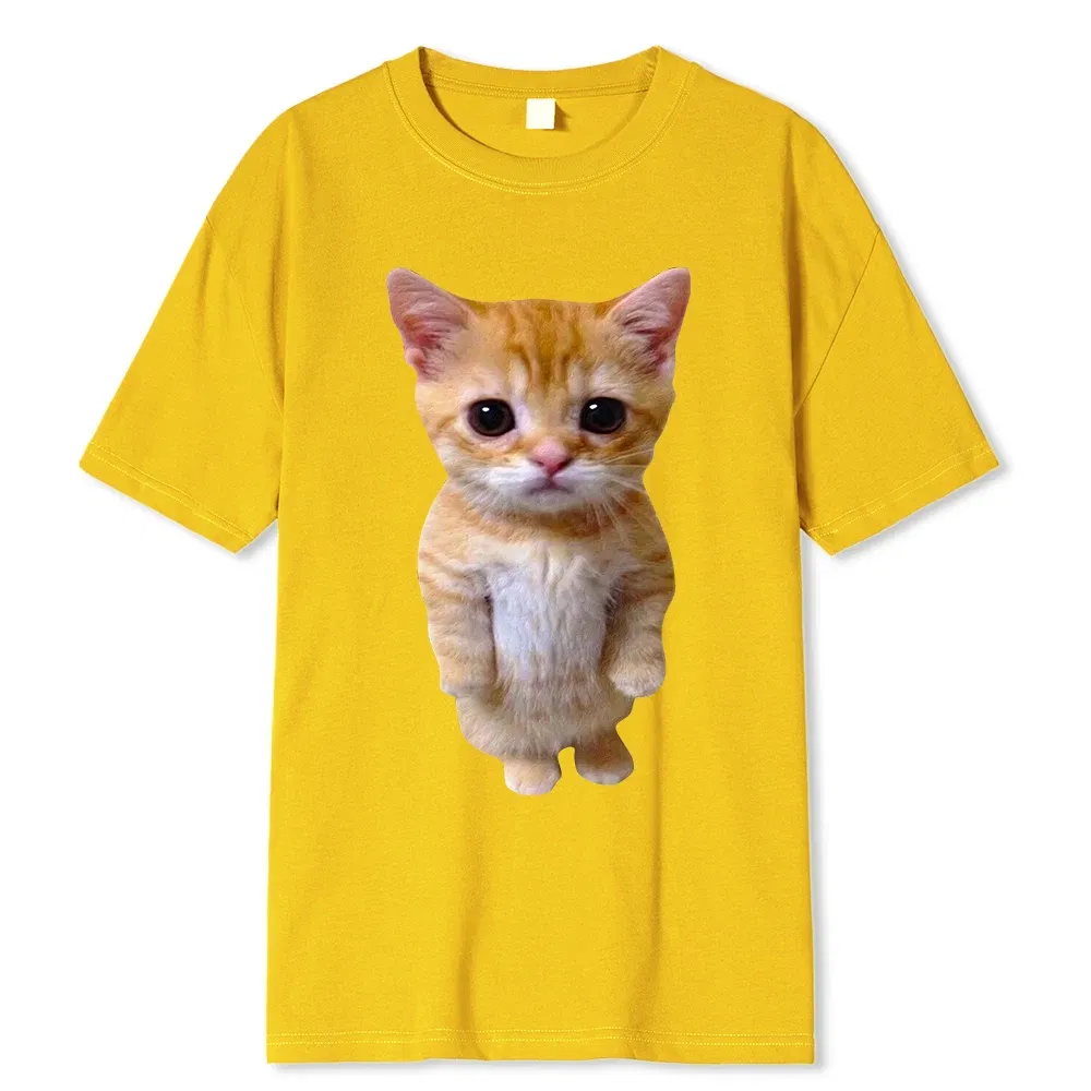 Color: green, Size: S - El Gato Meme Sad Crying Cat Munchkin Kitty Meme Trendy Graphic T-shirt Unisex Fashion Short Sleeve T-shirts Oversized Streetwear