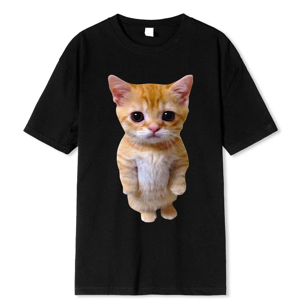 Color: green, Size: S - El Gato Meme Sad Crying Cat Munchkin Kitty Meme Trendy Graphic T-shirt Unisex Fashion Short Sleeve T-shirts Oversized Streetwear